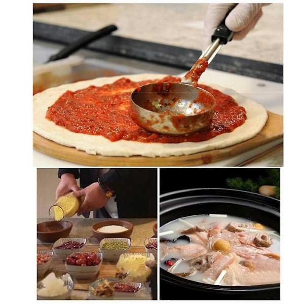 Pizza Smetssked med Gummibotten, Plat Botten, Köksmatlagningssked, Rostfritt Stål, Mätning
