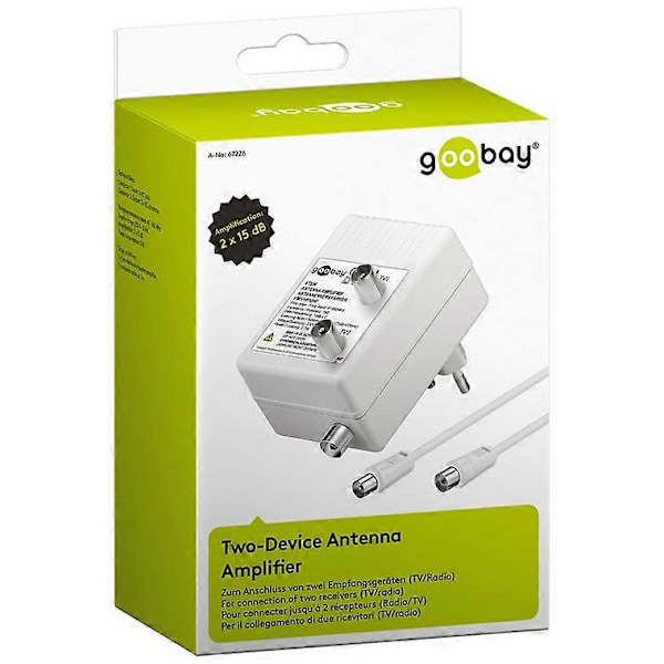 Antenneforstærker til to enheder 15 dB (DVB-T, DVB-T2, DVB-C)