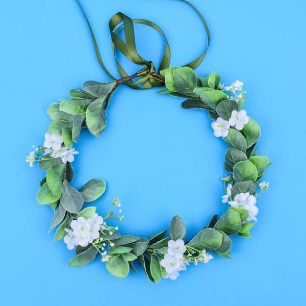 Merroyal Grøn Blomsterkrone Eukalyptuskrone Blad Blomsterkrone Boho Bryllup (Hvid og Grøn)
