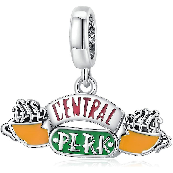 925 Sterling hopeaa Friends Central Perk -riipus Jogurttipullon riipus Kahvila Ikuinen Rakkaus Helmi F