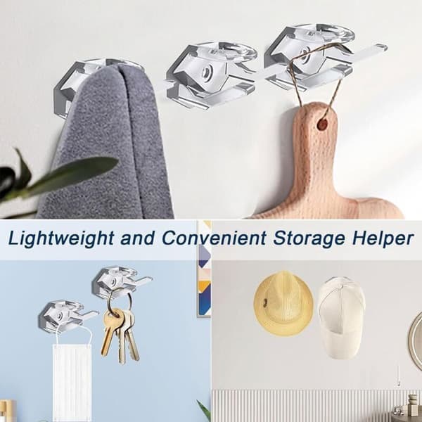 Rakiuty Hat Hooks. Hat Hook. Hat Hooks Wall Mount. Cap Holder. Hat Hook Organizer for Door. Wall. 6 Pieces (Transparent)