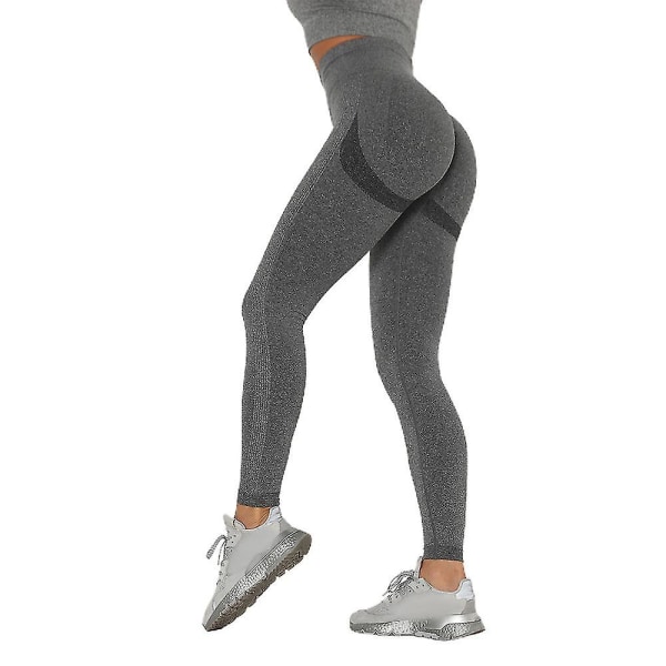 Kvinder Sport Yoga Bukser Fitness Push Up Tights Bukser Dark Grey L