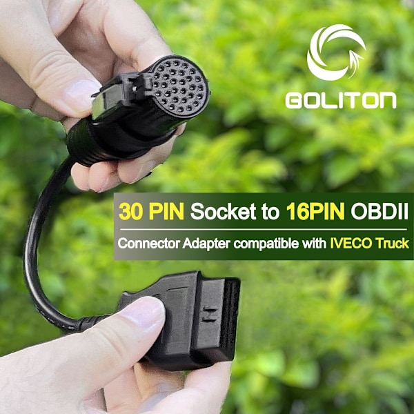 OBD2 Hun 16-pin Kabel til 30-pin Han, Kompatibel med Iveco Lastbil OBDII Diagnostisk Scanner