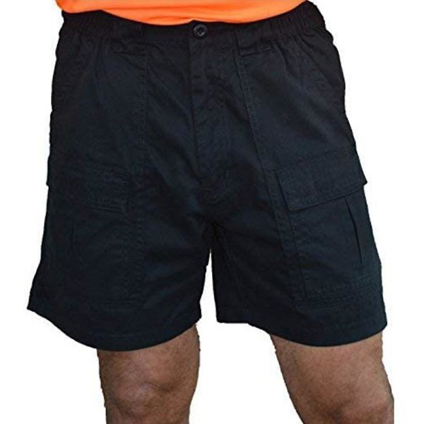 Herre Cargo Elastic Shorts Multi Lommer Arbejdsbukser Vandrebukser Black 2XL
