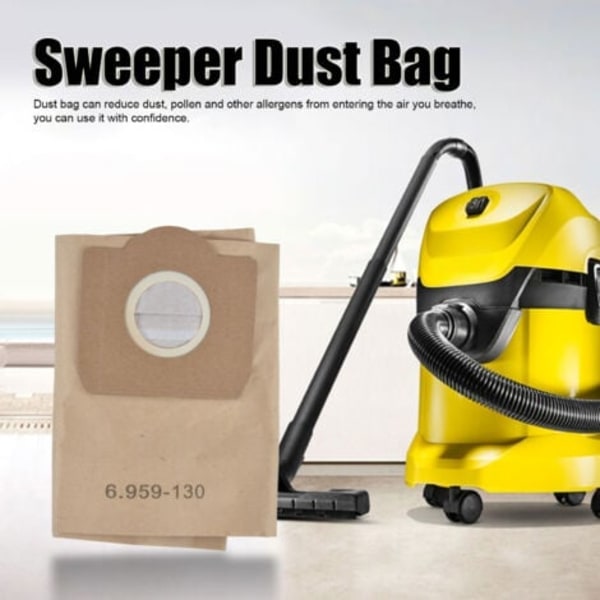 5-pack filterpåsar för Karcher 6.959-130.0 dammsugare, lämpliga för Karcher WD3200 WD3300 WD3500 dammsugare filterpapperspåsar