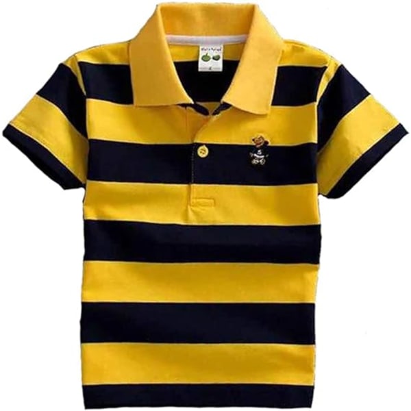 Pojkar Kortärmad pikétröja Sommarrandig T-shirt Lapel Bomullströjor för barn 1-13 år Stripe6 9