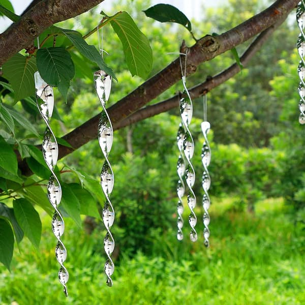 Fågelavvisande reflekterande skrämselstavar, hängande silverfärgade plaststavar