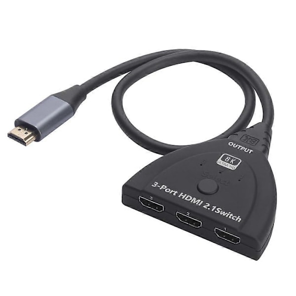 8K HDMI-omkopplare 3-in 1-ut 60Hz HDR 10 HDCP 2.3 HDMI 2.1 Splitter för Gaming