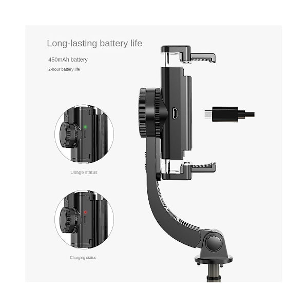 Selfie Stick Tripod Gimbal Stabilisator til Mobiltelefon Smartphone Action Kamera