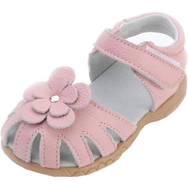 Girls Genuine Leather Soft Closed Toe Casual Beach Sandals Summer Shoes Pink 10.5 UK