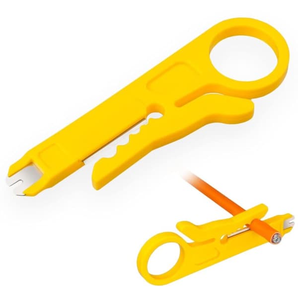 Afisoleringsværktøj - Ergonomisk greb - Til CAT5/6/7 patchpaneler. Kabelinstallation. Afisolerer. AWG 22. Netværksstik. Patchpanel. Hurtig og nem løsning.