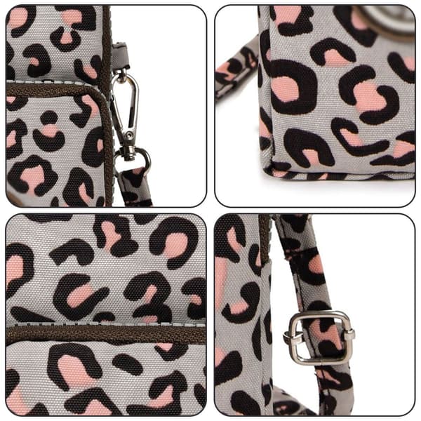 Crossbody telefonveske - Lys grå leopardmønster