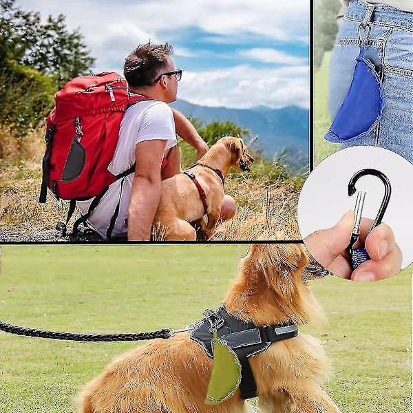 Reisebolle for hund, 2 deler sammenleggbar hundebolle Reisebolle sammenleggbar hundebolle Vanntett stoff Bærbar med karabinkrok og glidelås ((grå+blå))