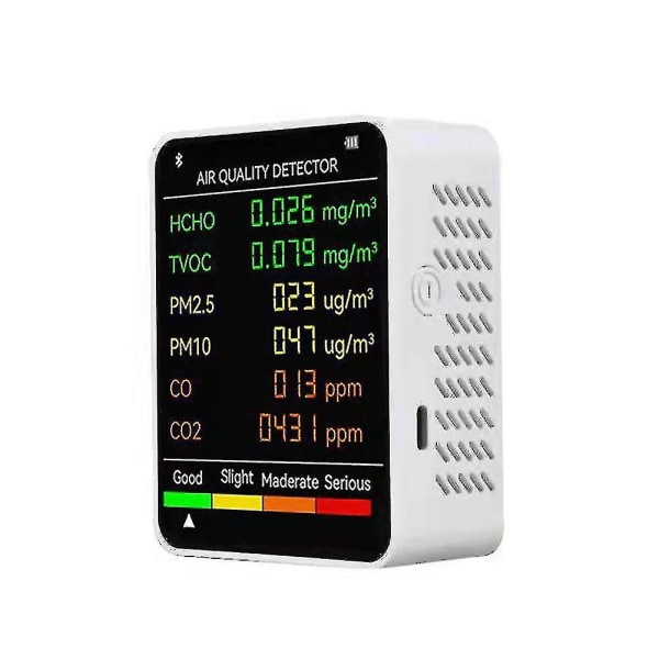 6 in 1 Air Quality Detector LCD Large Screen Co2 Meter Pm2.5 Pm10 Hcho Tvoc Co Co2 Co Carbon Dioxide Formaldehyde Monitor