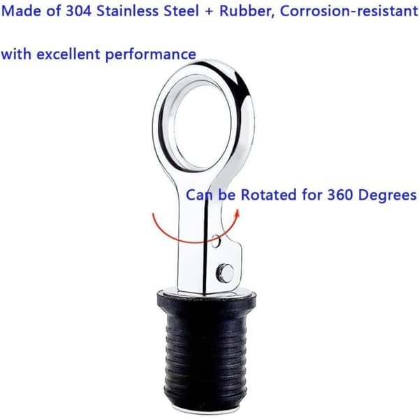 Bådafløbsprop. Marineafløbsprop. 304 rustfrit stål afløbsprop. Afløbshul. Afløbsprop til 25 mm afløbshul