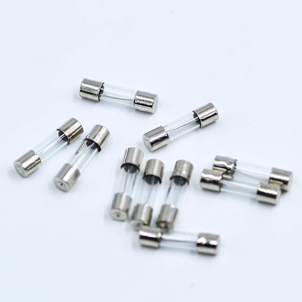 100 stycken fina säkringar i glasrör, 0,2a-20a Amp, blandat kit med förvaringslåda 5 x 20mm