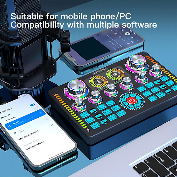 Live Sound Card Studio Record Soundcard Bluetooth Mikrofon Mixer Röstväxlare Live Streaming Sou