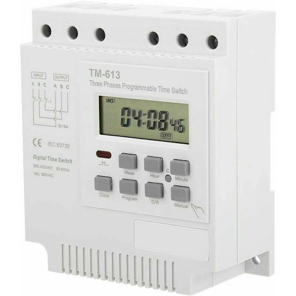 Programmerbar Timer - 380V TM-613 Timerkontakt til trefaset motor