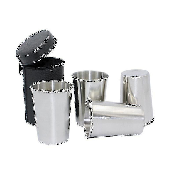 2024 150ml Rostfritt Stål 4-pack Utomhus Vinglas med Mugg Påse Bärbar Stapelbar Muggar
