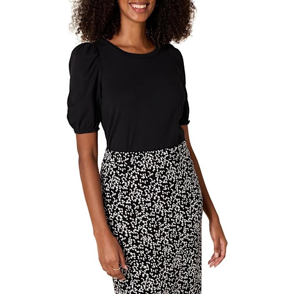 Dame Classic-Fit Puff Kortærmet Rundhals T-shirt Black S