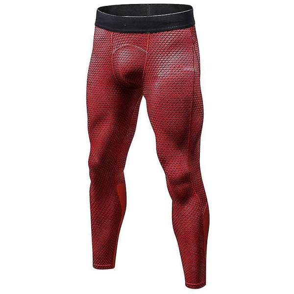 Herre Base Layer Bukser Treningsbukser Gym Sports Leggings Red XL