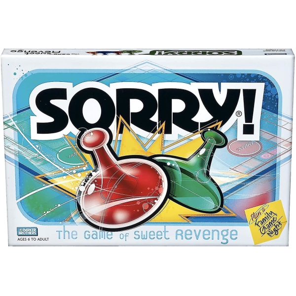 Hasbro Gaming Sorry! Parker Brothers Familjespel för 2 till 4 spelare, 6 år och uppåt, för vuxna, tonåringar och barn