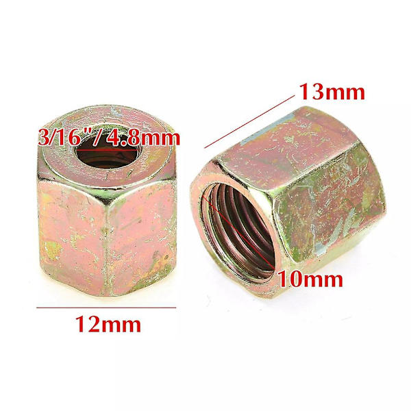 50 kpl Uros- / Naarasliitäntä Jarruputken Ruuvit M10 X 1mm 3/16 tuuman Ulkohalkaisija Kupari Jarruputket Linja P