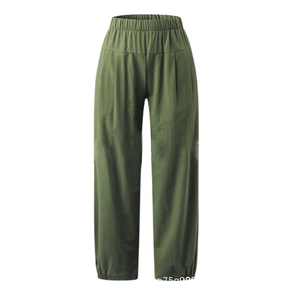 Dame Elastisk midje Løse sommerbukser Uformelle bukser Army Green M