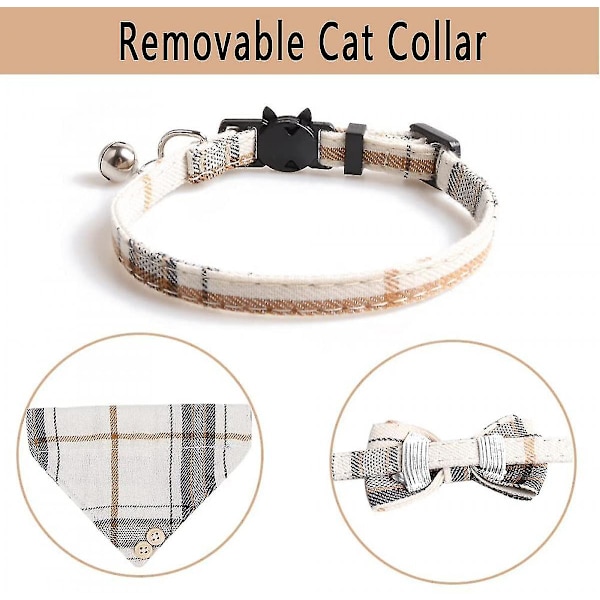 Shxx Sløjfe Butterfly Cat Halsbånd Bandana - 2 Pakker Klassisk Plaid Check Ginham Cat Halsbånd Med Sjal Og Sløjfe - Justerbar Størrelse Med Klokke A106-1679