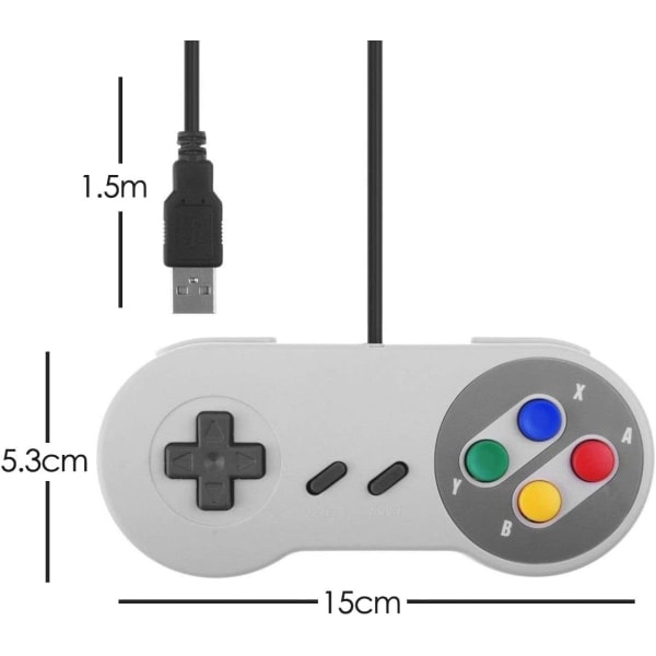 2-pakning Retro Stil Snes/NES USB-kontroller - Klassisk Retro Spillkontroller