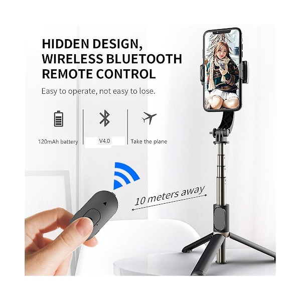 Håndholdt Gimbal Smartphone Bluetooth Håndholdt Stabilisator Med Tripod Selfie Stick Foldbar Gimbal Fo