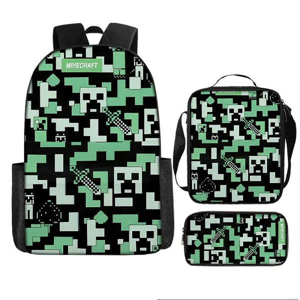 Minecraft skole taske folkeskole elev rygsæk børns skole taske stor kapacitet anime tegneserie rygsæk - ACGIV