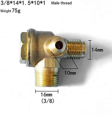 3-vägs backventil för direktluftkompressor (hane, 3/8 x 14 mm x 0,3)