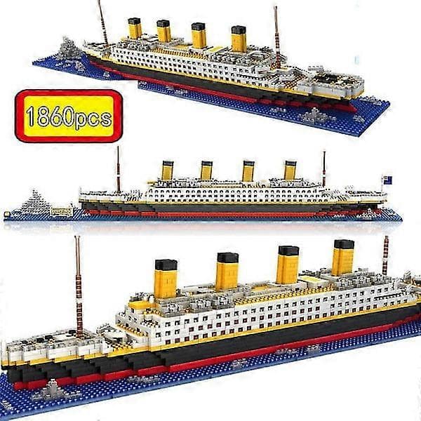 1800+ stk. Titanic, krydstogtskibsmodelbåd, DIY diamantbyggeklodser