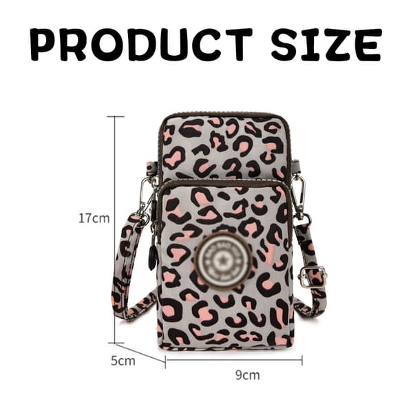 Crossbody telefonveske - Lys grå leopardmønster