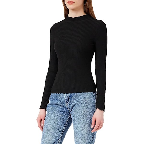 Høj Hals Langærmet Top Black L