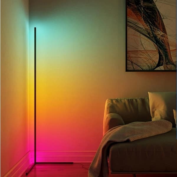 LED Gulvlampe Hjørnelampe RGB Farveskift Sort