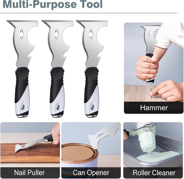2PC 10-i-1 Färgskrapa, Multifunktionell Spackelspade, Hammarände