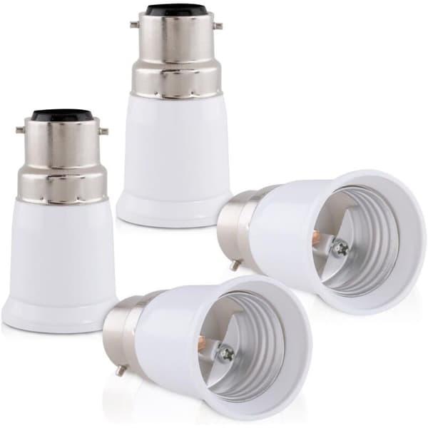 4x sokkeladapter - B22 til E27 sokkelomformer - Bajonettsokkel lampeholderadapter for halogen LED-pærer