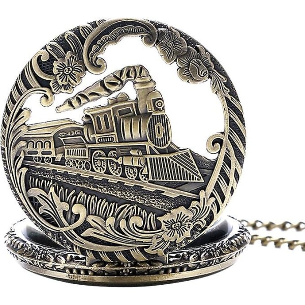 Ångtåg/lokomotiv Motortema 3d bronseffekt för män Watch med kvartsfickor för män - på 32" tum/80 cm kedja