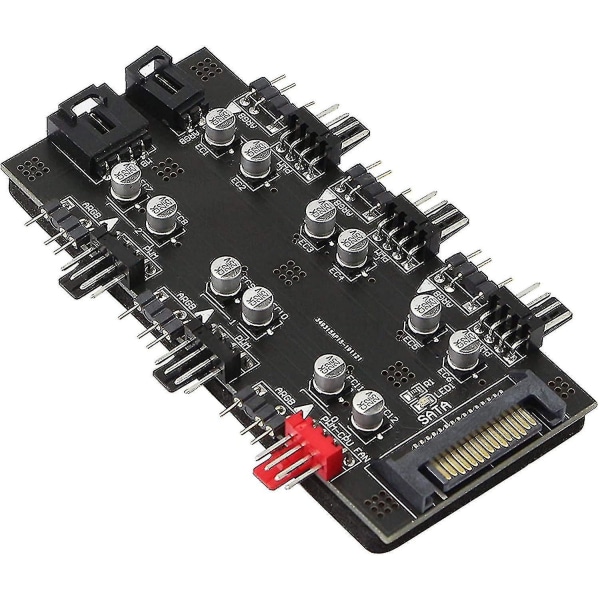 12v 4pin Pwm & 5v 3pin med Ide 4pin Power 2-i-1 Hub 6 Way Sync CPU køleventilator