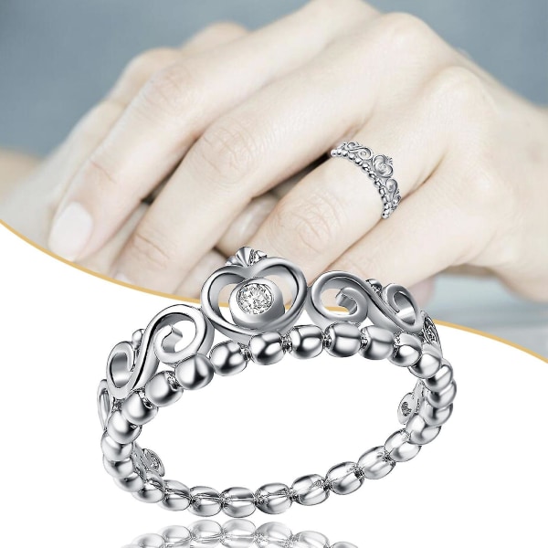 Love Crown Dame Ring Fine Smykker Kobber Ring Smykker Str 6-10