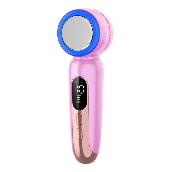 Ny skønhedsenhed med dobbelt effekt med varme og kolde tilstande: varmeterapi til indånding, koldterapi til afkøling, porereduktion og hjemmemassage. pink