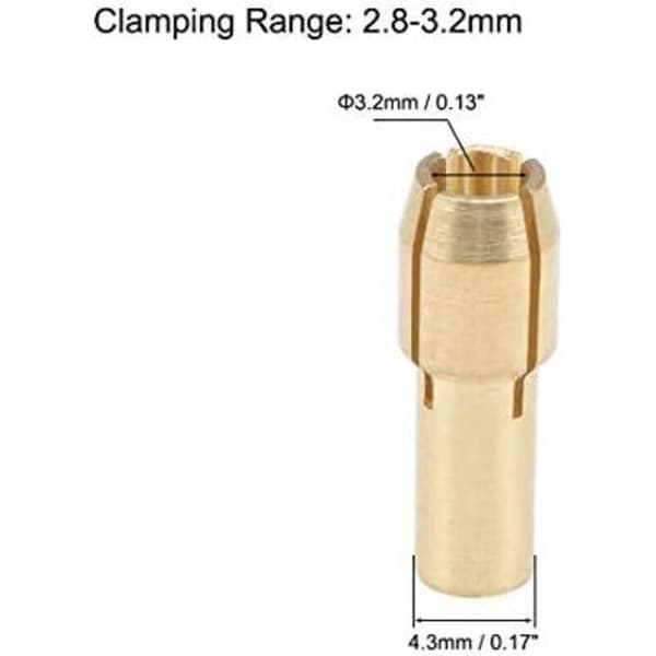sourcing map 3,2 mm messing borepatron klembits til roterende værktøj 5 stk.