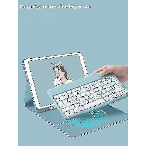 Galaxy Tab A8 10,5 tuuman näppäimistösuojus, malli 2022 (SM-X200/X205/X207), magneettinen irrotettava Bluetooth-näppäimistö, erittäin ohut ja tyylikäs, pyöreät näppäimet, älykäs langaton näppäimistö (g