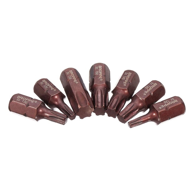 7 stk T20-55 Torx Skruetrækker Bits S2 Stål 10mm Hex Til Slag Skruetrækker T20/t25/t30/t40/t45/t50/