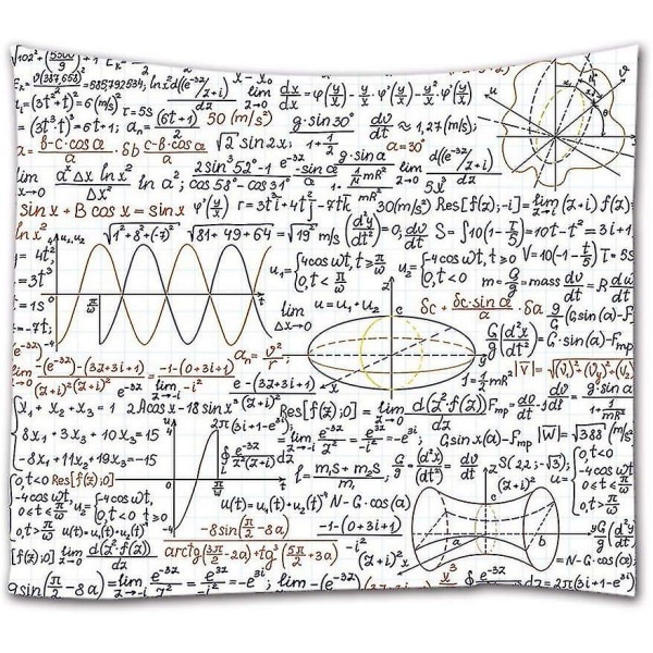 Handskrivna matematiska formler och figurer på papper Skolmatematik Beräkning Abstrakt bakgrund Tyg väggbonad Dekorativa väggbonader för B