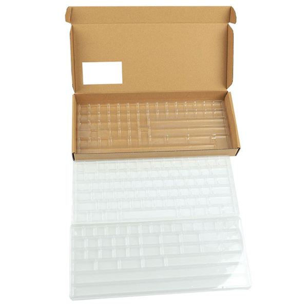 Klar Plastik Opbevaringsboks Opbevaringsbeholder Keycaps Box Med Delere DIY