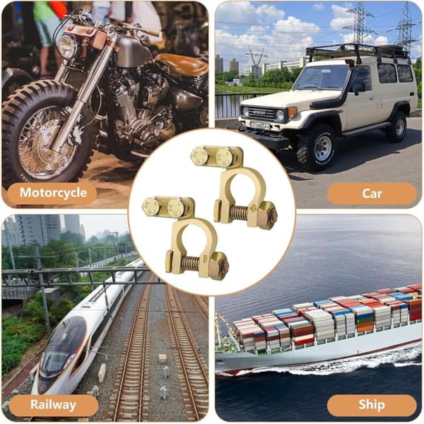 Par batteripoler. +/- 12V/24V Kobber Batteripoler. Batteristik til Bil, Båd, Motorcykel, Campingvogn