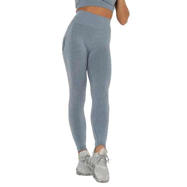 Kvinder Sport Yoga Bukser Fitness Push Up Tights Bukser Blue L